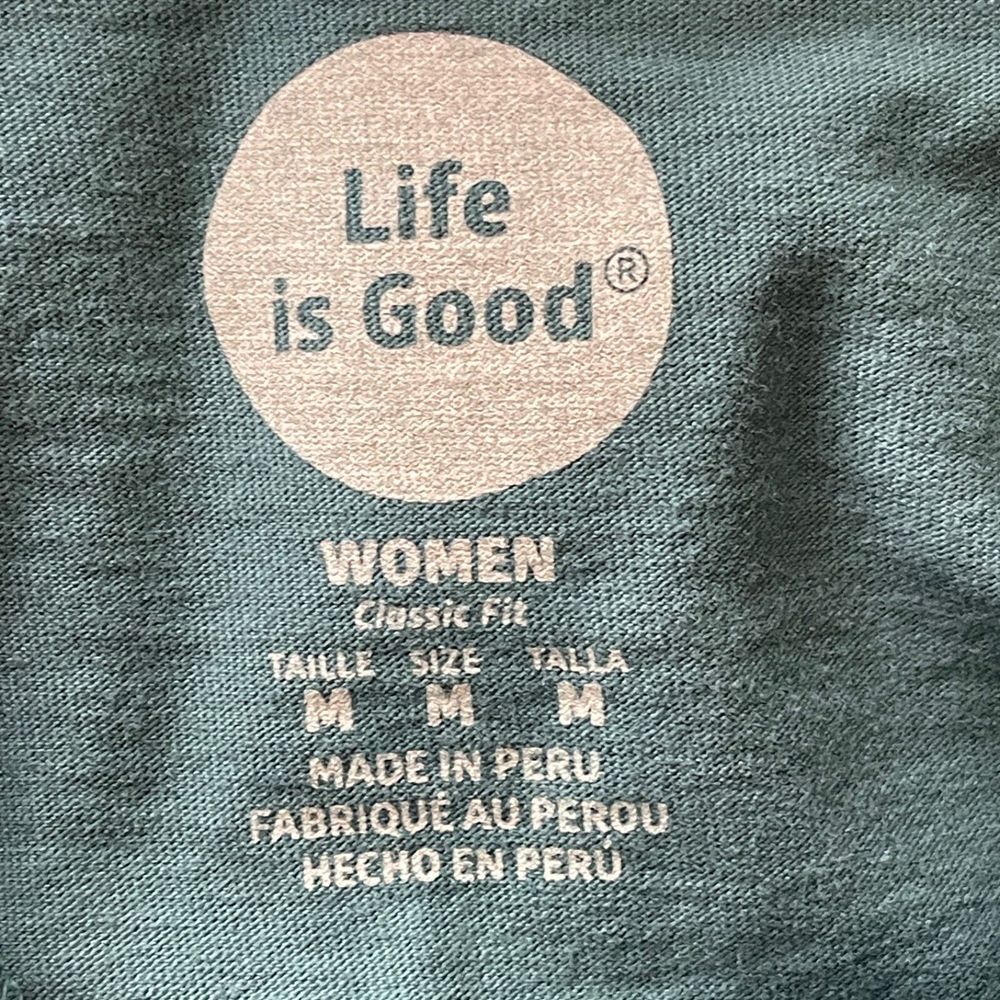 LIFE IS GOOD Womens Classic Fit Tee T-Shirt Medium Half Full Long‎ Sleeve Green - Picture 6 of 10